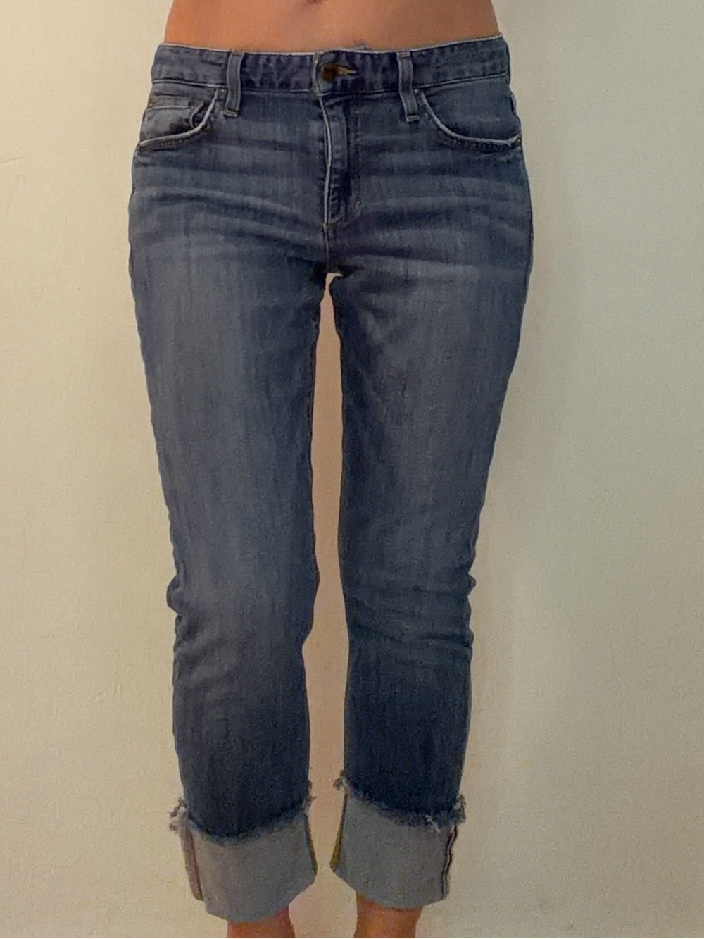 Joe's The Smith Mod Rise Jeans Women's Cropped Roll‑Cuff Denim in Faded Blue
